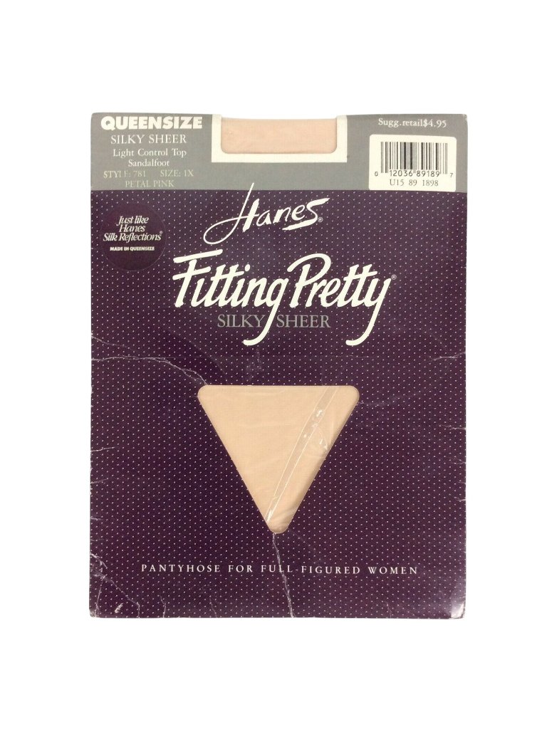 Hanes Fitting Pretty Silky Sheer Pantyhose Queen 1x Pink Control Top Sandalfoot